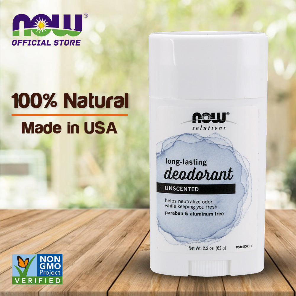 NOW Solutions, Long Lasting Deodorant, Unscented, Paraben & Aluminum Free, 2.2-Ounce (62 g) Personal Care NOW Foods USA