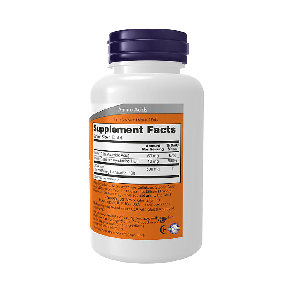 NOW Supplements, L-Cysteine 500 mg with Vitamins B-6 and C, Structural Support*, 100 Tablets Vitamins & Supplements NOW Foods USA