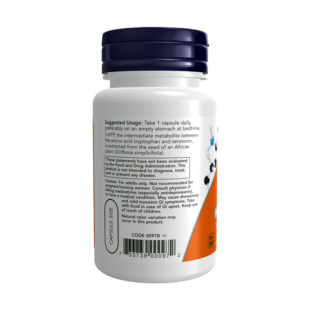 NOW Supplements, 5-HTP (5-hydroxytryptophan) 50 mg, Neurotransmitter Support*, 30 Veg Capsules - Bloom Concept