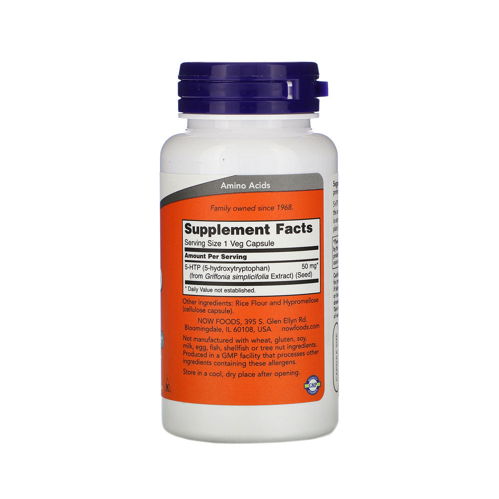 NOW Supplements, 5-HTP (5-hydroxytryptophan) 50 mg, Neurotransmitter Support*, 90 Veg Capsules - Bloom Concept