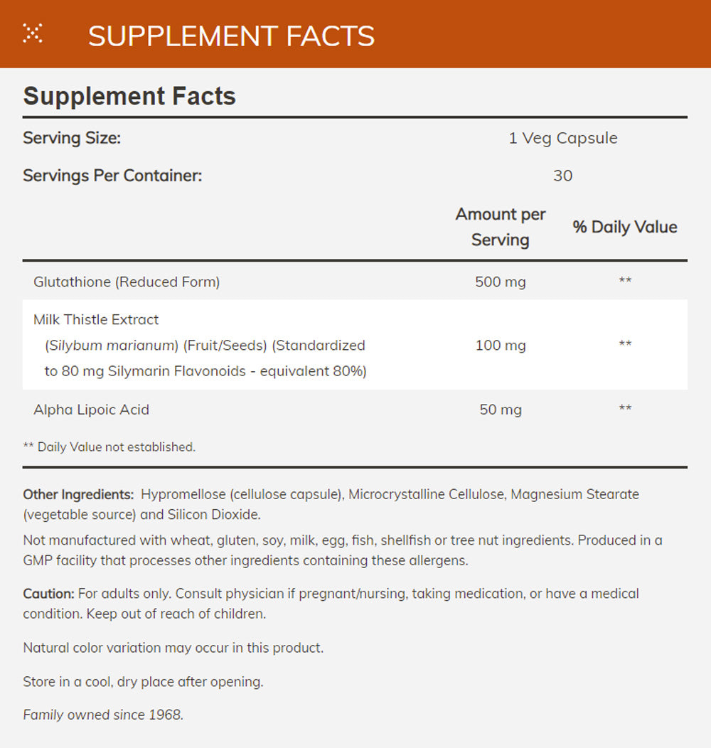 NOW Supplements, Glutathione 500 mg, With Milk Thistle Extract & Alpha Lipoic Acid, Free Radical Neutralizer*, 60 Veg Capsules - Bloom Concept