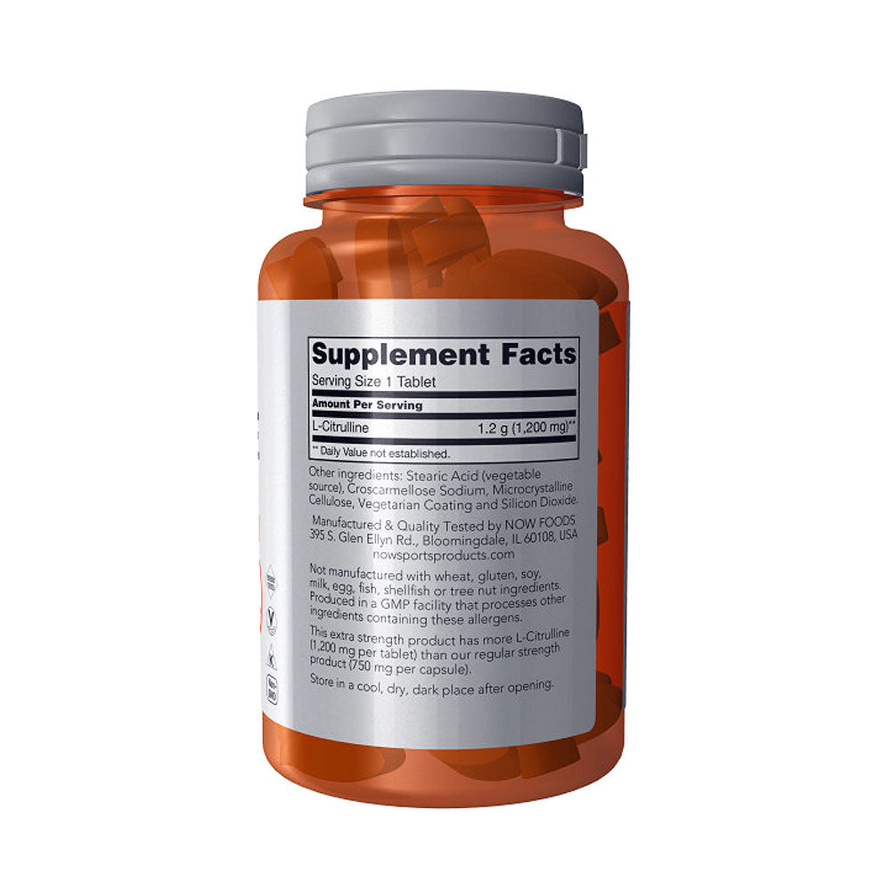 NOW Sports Nutrition, L-Citrulline, Extra Strength 1,200 mg, Amino Acid, 120 Tablets - Bloom Concept