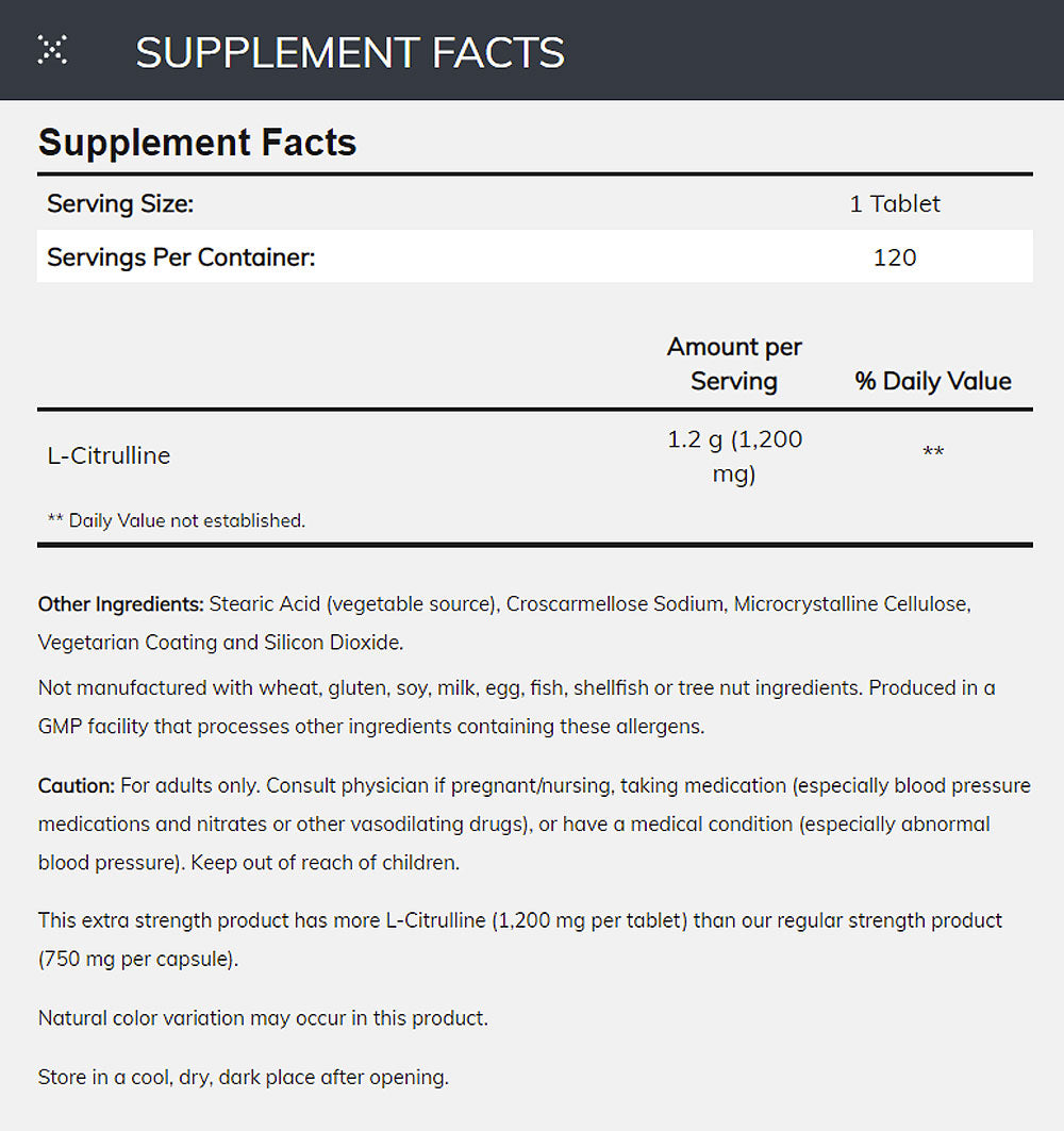 NOW Sports Nutrition, L-Citrulline, Extra Strength 1,200 mg, Amino Acid, 120 Tablets - Bloom Concept