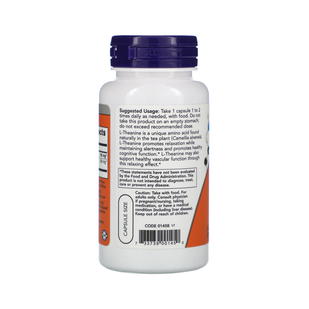 NOW Supplements, L-Theanine 100 mg with Decaf Green Tea, Stress Management*, 90 Veg Capsules - Bloom Concept
