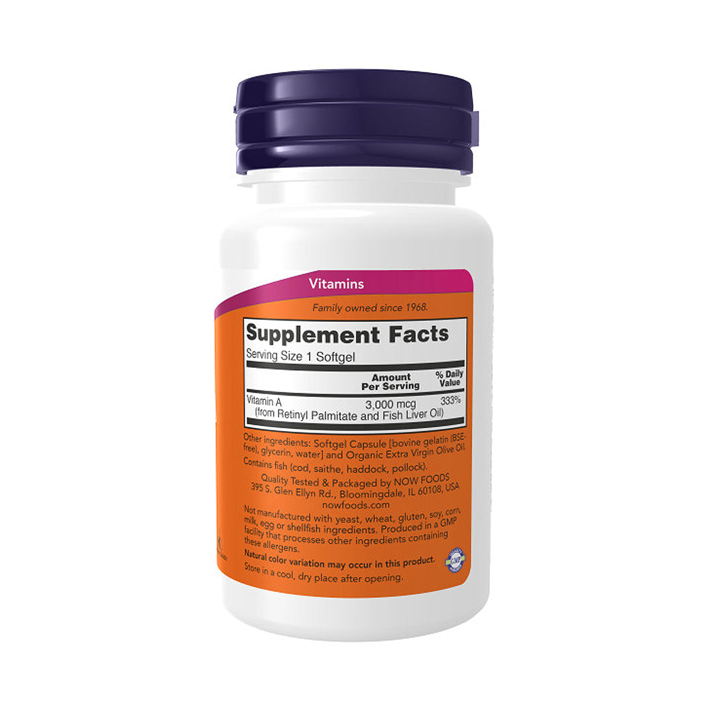 NOW Supplements, Vitamin A 10,000 IU, Eye Health*, Essential Nutrition, 100 Softgels - Bloom Concept