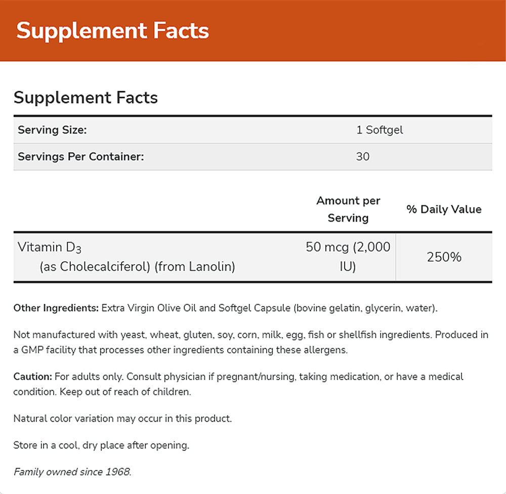 NOW Supplements, Vitamin D-3 2,000 IU, High Potency, Structural Support*, 30 Softgels - Bloom Concept