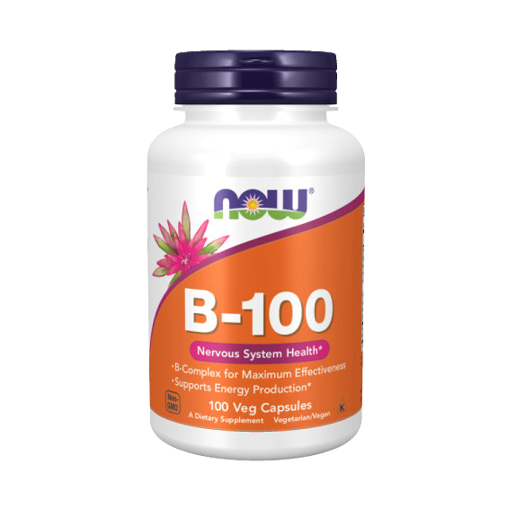 NOW Supplements, Vitamin B-100, Energy Production*, Nervous System Health*, 100 Veg Capsules Vitamins & Supplements NOW Foods USA