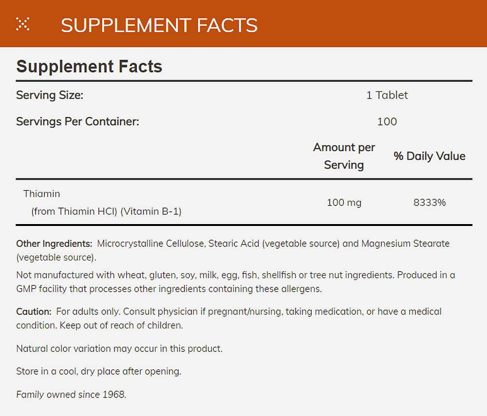 NOW Supplements, Vitamin B-1 100 mg, Energy Production*, Nervous System Health*, 100 Tablets - Bloom Concept