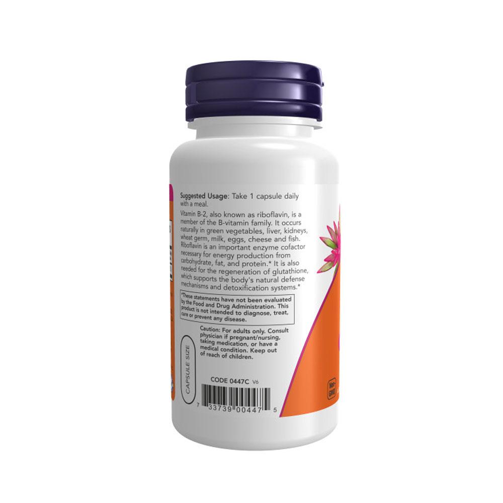 NOW FOODS Supplements, Vitamin B-2 (Riboflavin) 100 mg, Energy Production*, 100 Veg Capsules - Bloom Concept