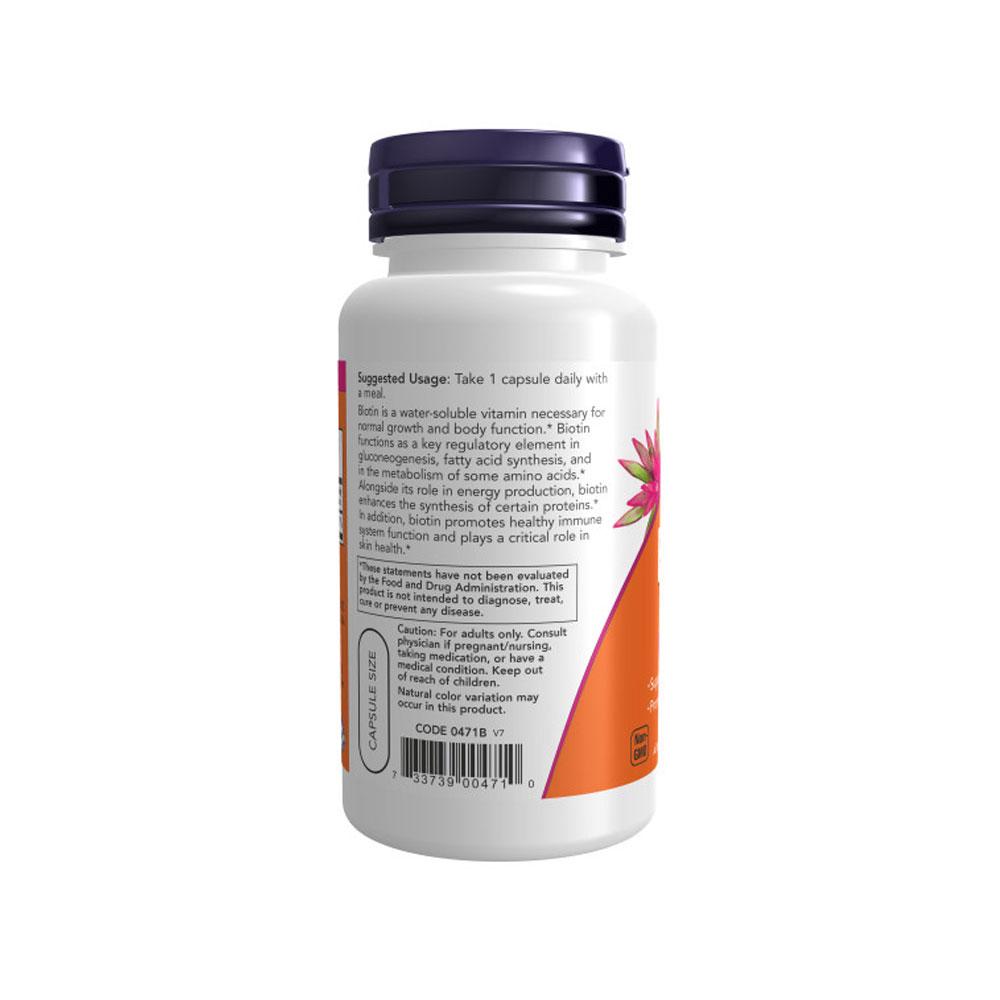 NOW FOODS Supplements, Biotin 5,000 mcg, Amino Acid Metabolism*, Energy Production*, 60 Veg Capsules - Bloom Concept
