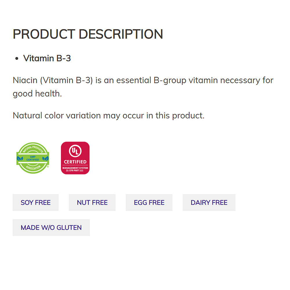 NOW Supplements, Niacin (Vitamin B-3) 500 mg, Essential B-Group Vitamin*, Nutritional Health, 100 Capsules - Bloom Concept