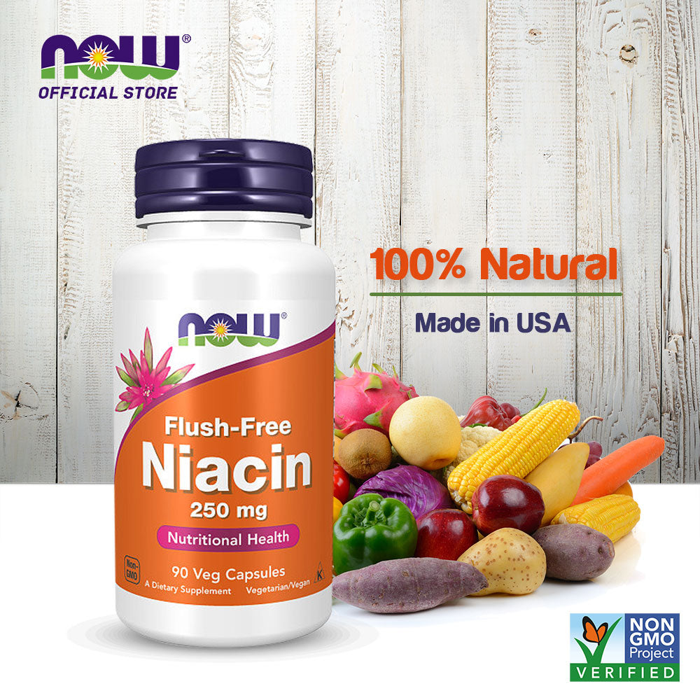 NOW Supplements, Niacin (Vitamin B-3) 250 mg, Flush-Free, Nutritional Health, 90 Veg Capsules - Bloom Concept