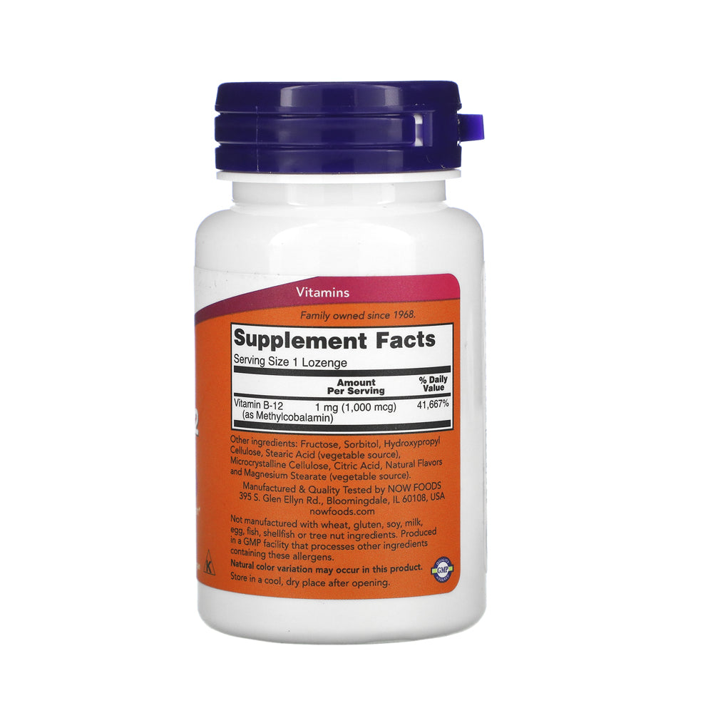 NOW Supplements, Methyl B-12 (Methylcobalamin) 1,000 mcg, Nervous System Health*, 100 Lozenges - Bloom Concept