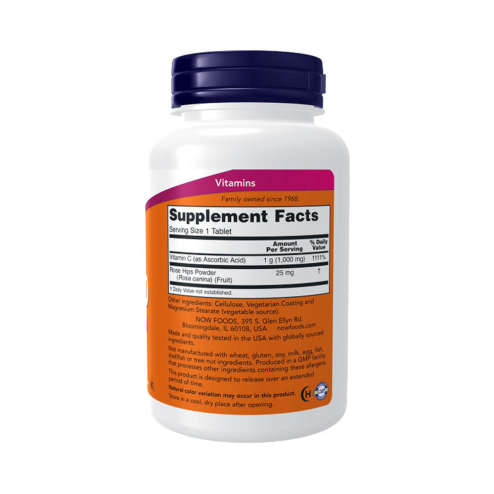 NOW Foods Vitamin C-1,000 with Rose Hips, Sustained Release, Antioxidant Protection, 100 Tablets - Bloom Concept