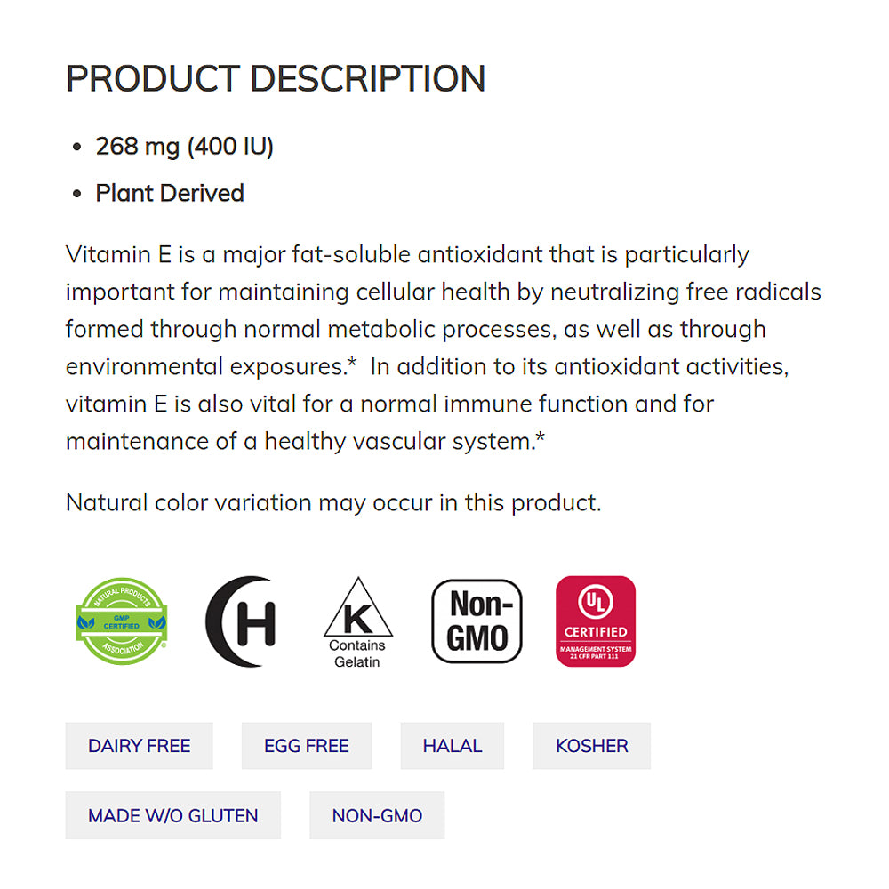 NOW Supplements, Vitamin E-400 IU Mixed Tocopherols, Antioxidant Protection*, 100 Softgels - Bloom Concept