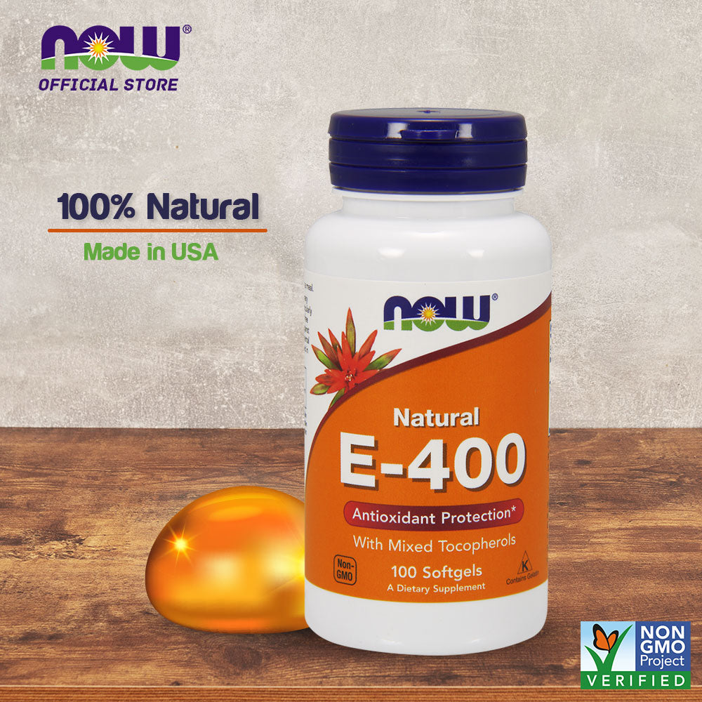 NOW Supplements, Vitamin E-400 IU Mixed Tocopherols, Antioxidant Protection*, 100 Softgels - Bloom Concept