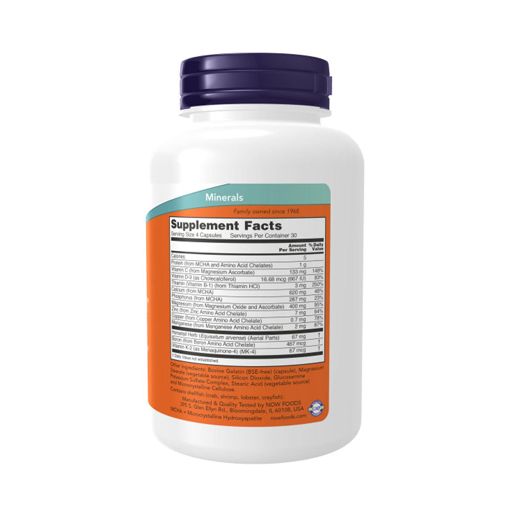 NOW Supplements, Bone Strength with Microcrystalline Hydroxyapatite (MCHA), Magnesium and Vitamins C,D and K, 120 Capsules - Bloom Concept