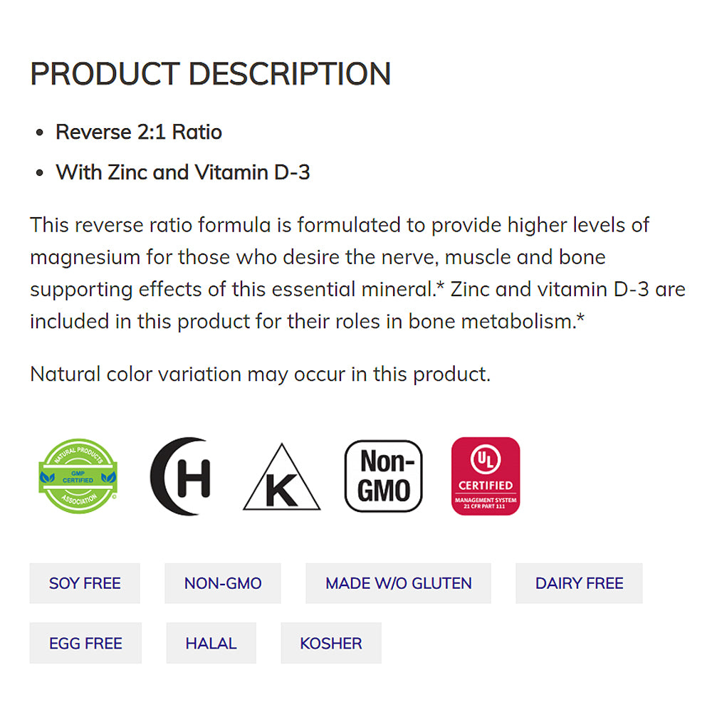 NOW Supplements, Magnesium & Calcium, With Zinc and Vitamin D-3, Nerve and Bone Support*, 100 Tablets - Bloom Concept