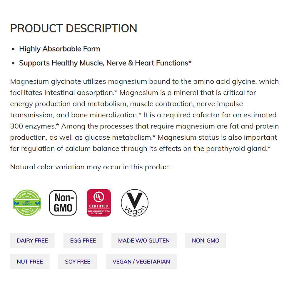 NOW Supplements, Magnesium Glycinate 100 mg, Highly Absorbable Form, 180 Tablets - Bloom Concept