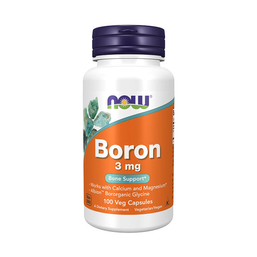 NOW Supplements, Boron 3 mg (Bororganic Glycine), Structural Support*, 100 Veg Capsules - Bloom Concept