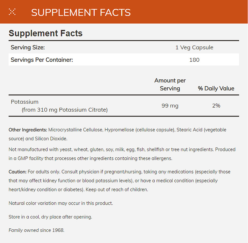 NOW Supplements, Potassium Citrate 99 mg, Supports Electrolyte Balance and Normal pH*, Essential Mineral, 180 Veg Capsules - Bloom Concept