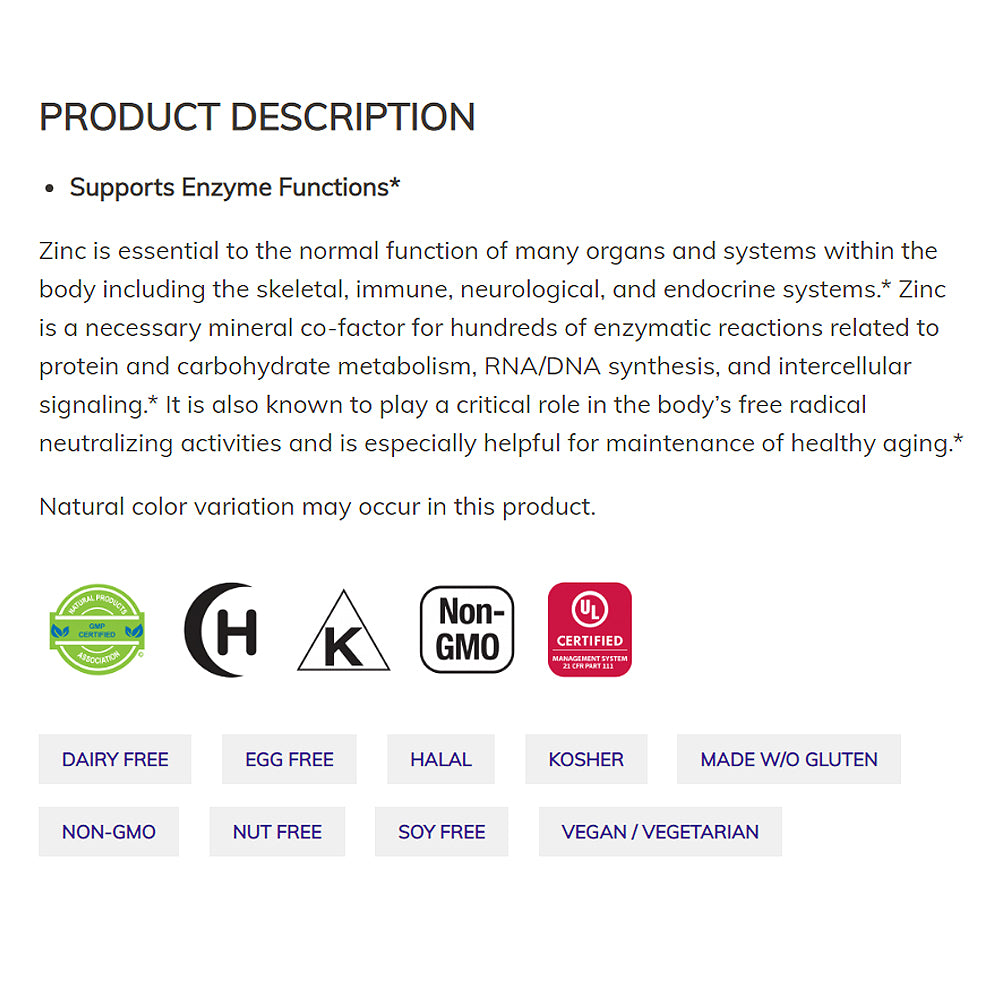 NOW Supplements, Zinc Picolinate 50 mg, Supports Enzyme Functions*, Immune Support*, 60 Veg Capsules - Bloom Concept