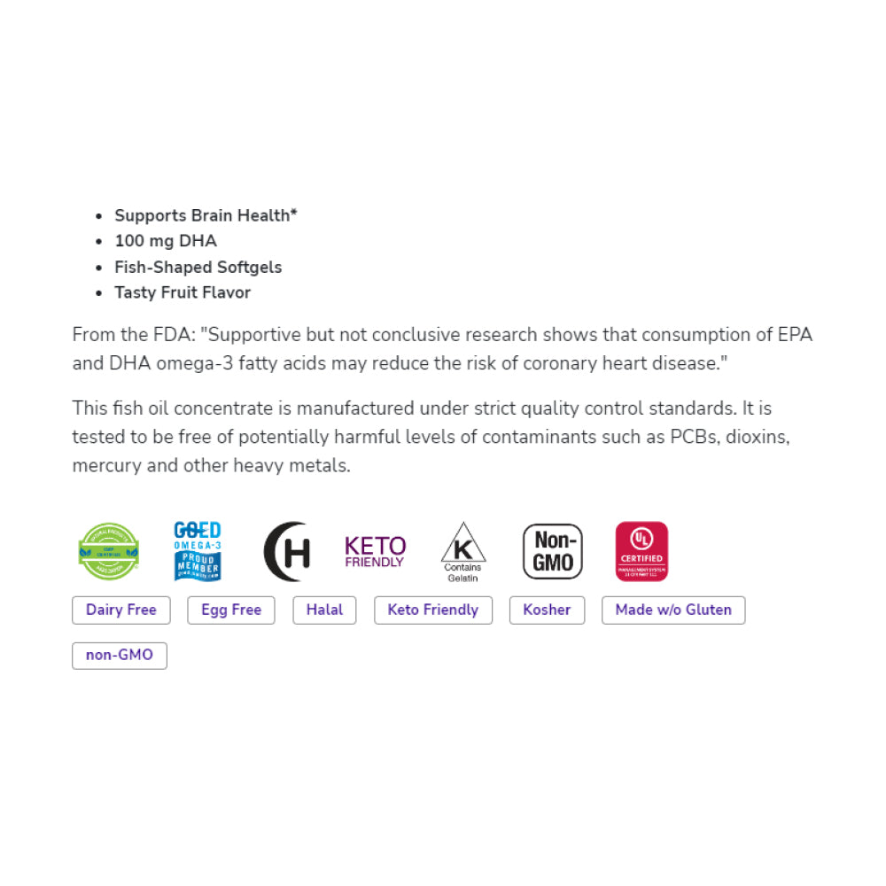 NOW Supplements, DHA Kids 100 mg, Supports Brain Health*, Fruit Flavor, 60 Chewable Softgels, (packaging may vary)-Best by 03/24 - Bloom Concept