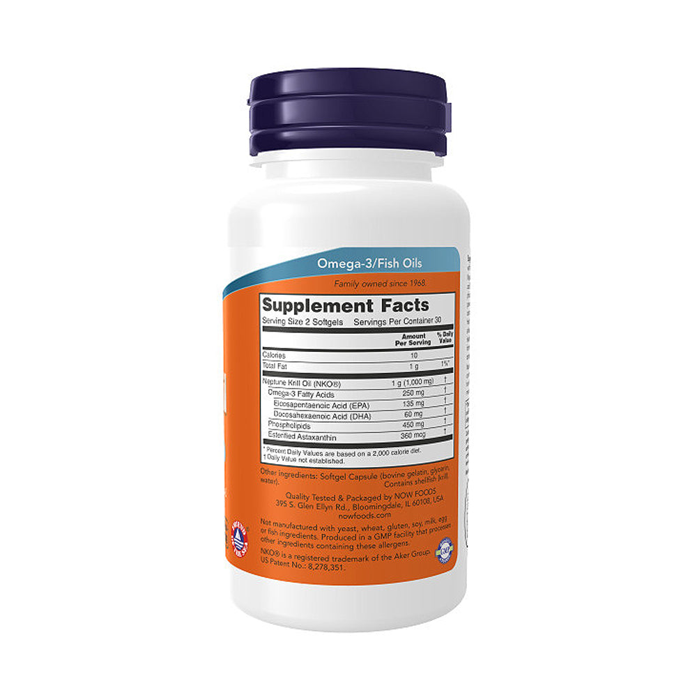 NOW Supplements, Neptune Krill Oil 500 mg, Phospholipid-Bound Omega-3, Cardiovascular Support*, 60 Softgels - Bloom Concept