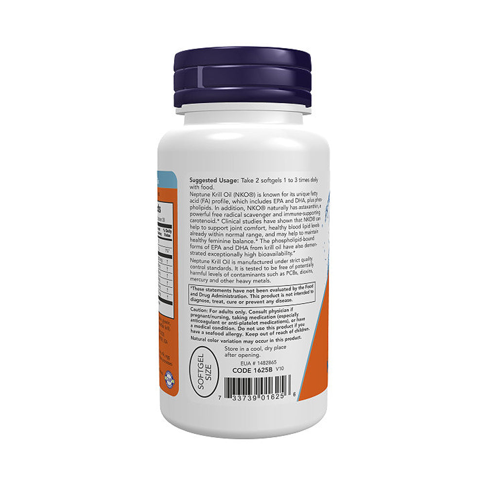 NOW Supplements, Neptune Krill Oil 500 mg, Phospholipid-Bound Omega-3, Cardiovascular Support*, 60 Softgels - Bloom Concept