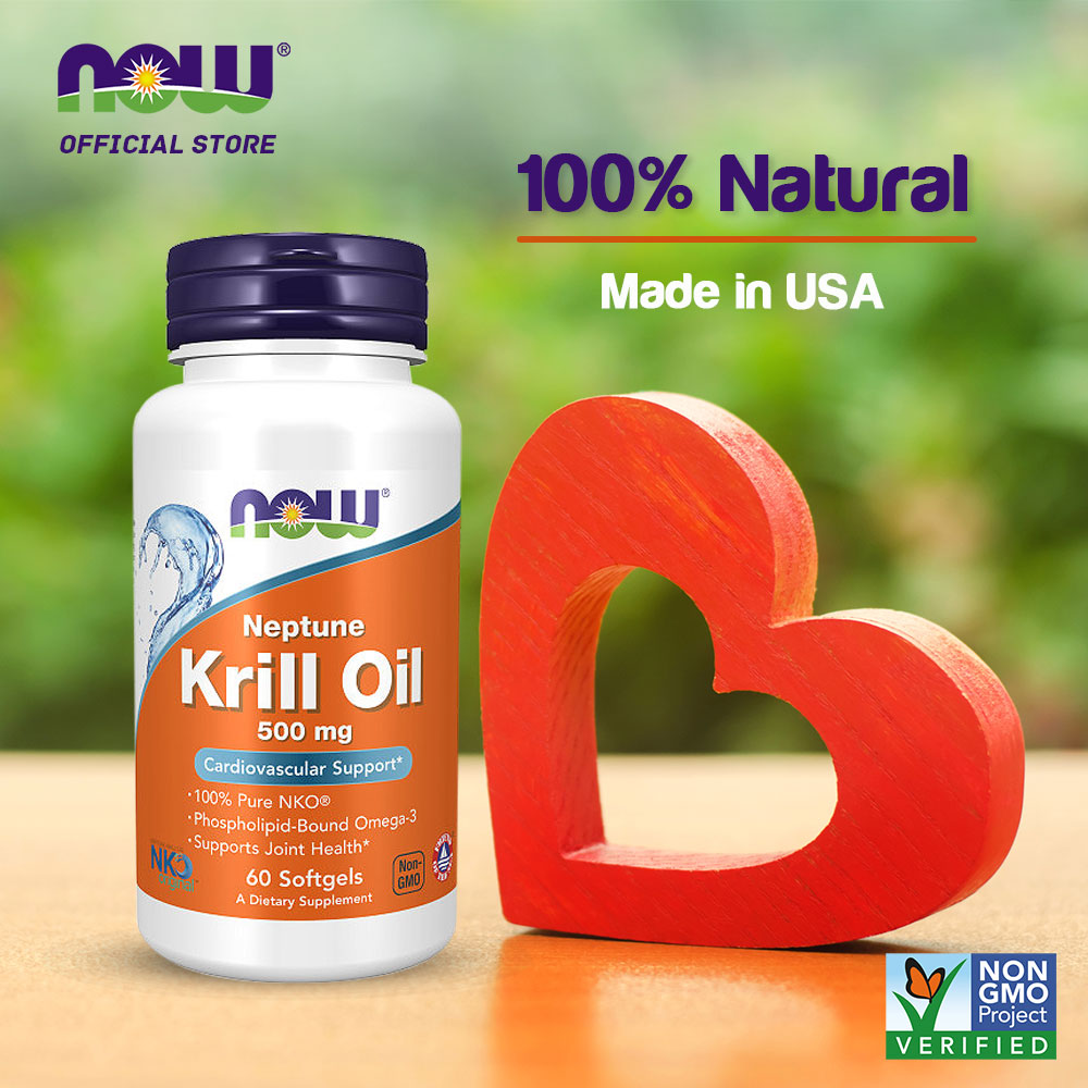 NOW Supplements, Neptune Krill Oil 500 mg, Phospholipid-Bound Omega-3, Cardiovascular Support*, 60 Softgels - Bloom Concept