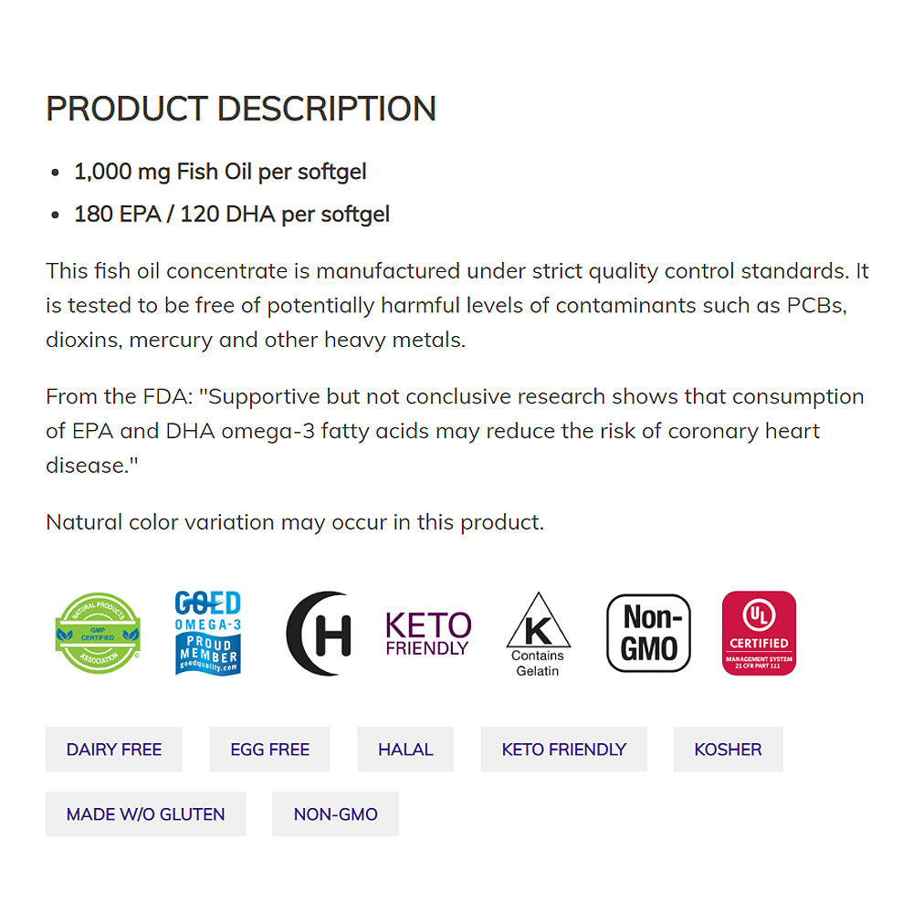 (Buy 1 Free 1) NOW Supplements, Omega-3 180 EPA / 120 DHA, Molecularly Distilled, Cardiovascular Support*, 30 Softgels - Bloom Concept