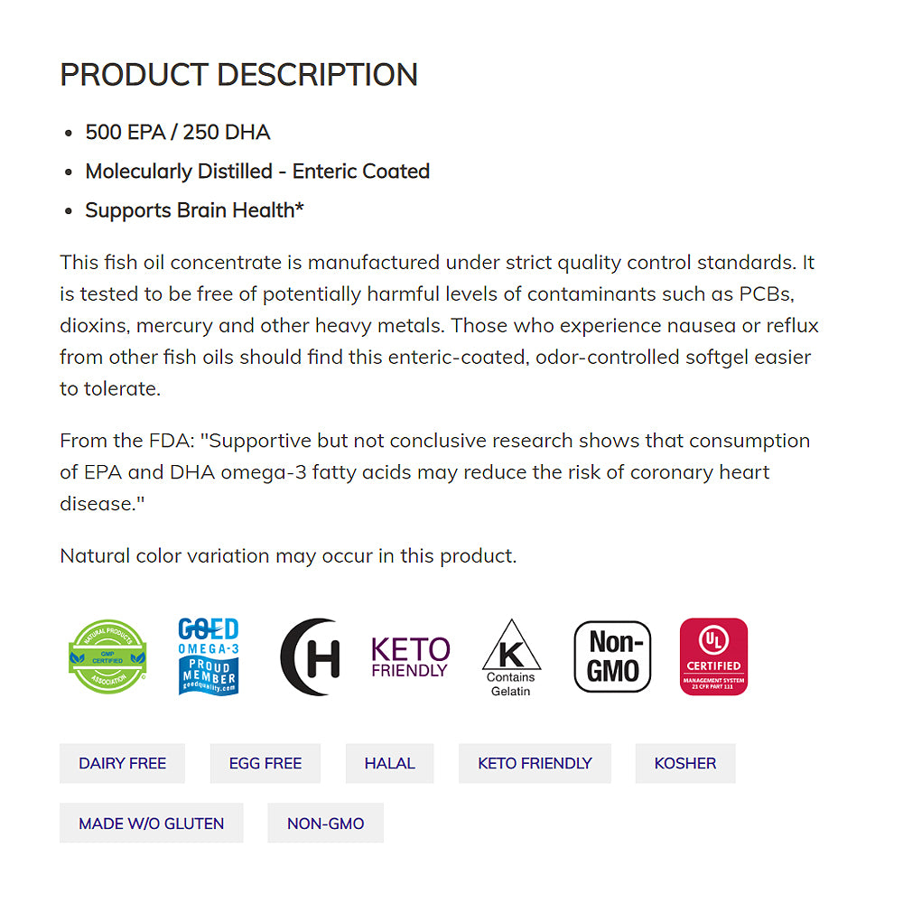 NOW Supplements, Ultra Omega-3 Molecularly Distilled and Enteric Coated, 90 Softgels Vitamins & Supplements NOW Foods USA