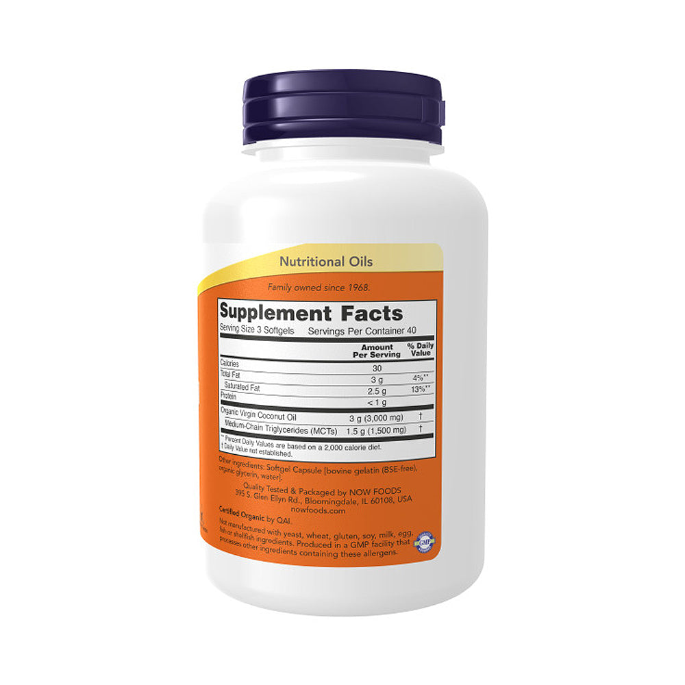 NOW Supplements, Virgin Coconut Oil 1000 mg, Cold Pressed and Unrefined, 120 Softgels - Bloom Concept