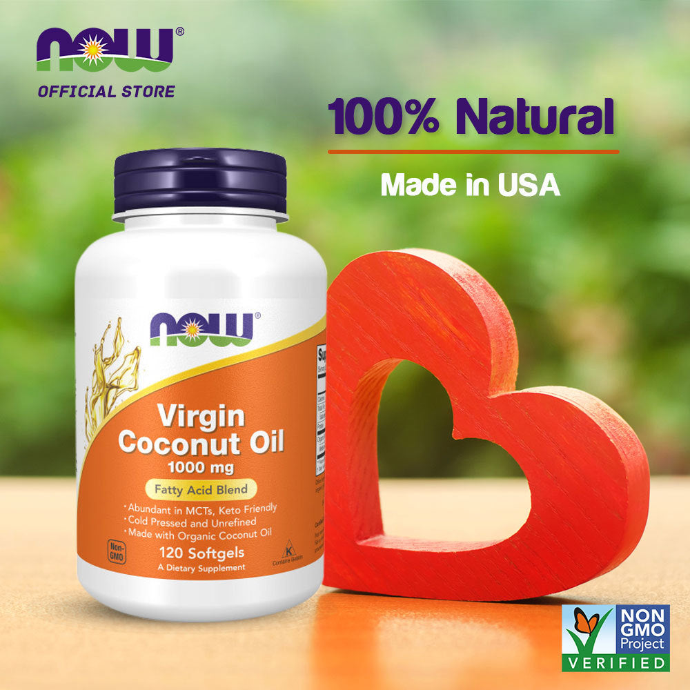NOW Supplements, Virgin Coconut Oil 1000 mg, Cold Pressed and Unrefined, 120 Softgels - Bloom Concept
