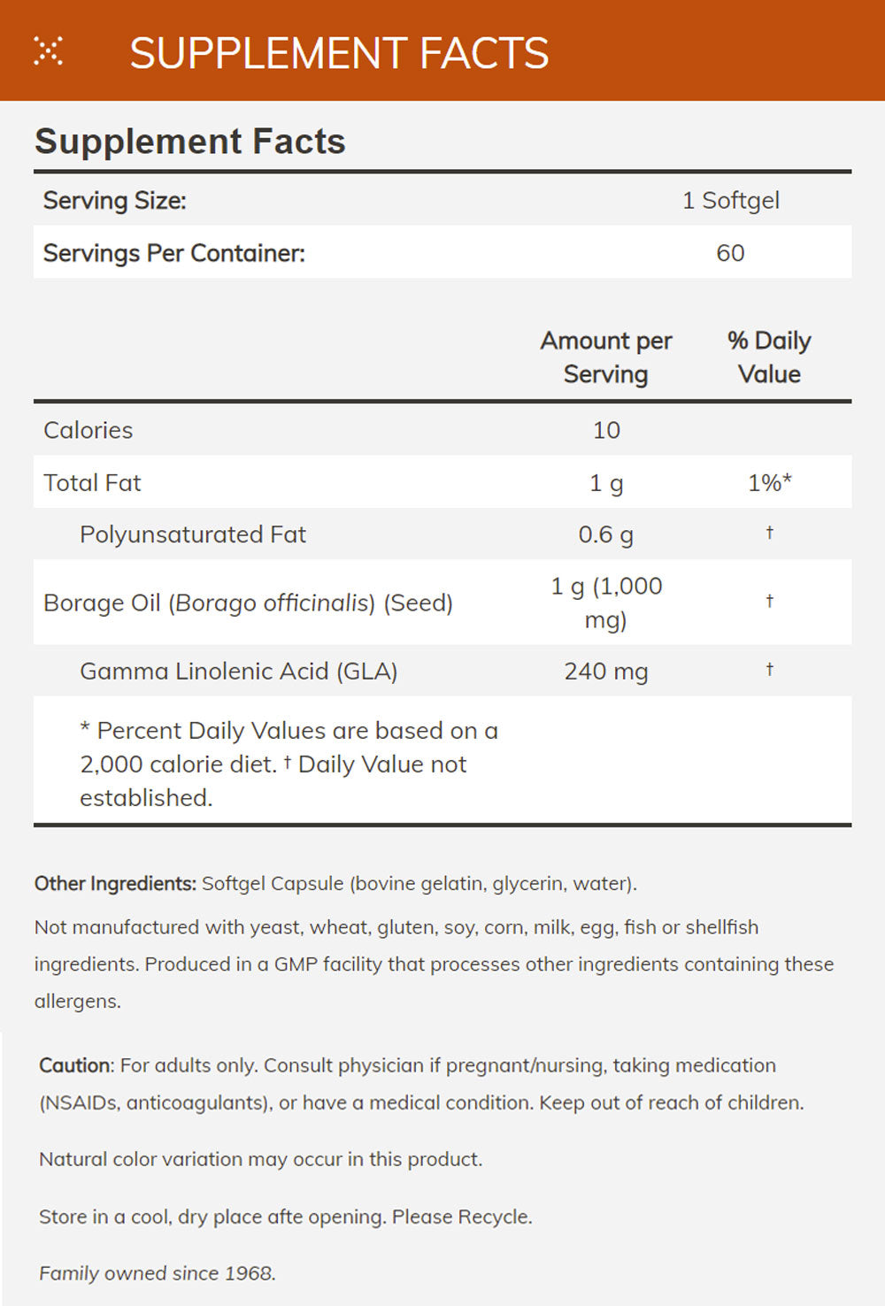 NOW Supplements, Borage Oil 1000 mg with 240mg of GLA (Gamma Linolenic Acid), 60 Softgels Vitamins & Supplements NOW Foods USA