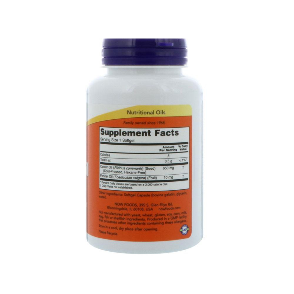 NOW Supplements, Castor Oil 650 mg with Fennel Oil, Natural Laxative*, 120 Softgels - Bloom Concept