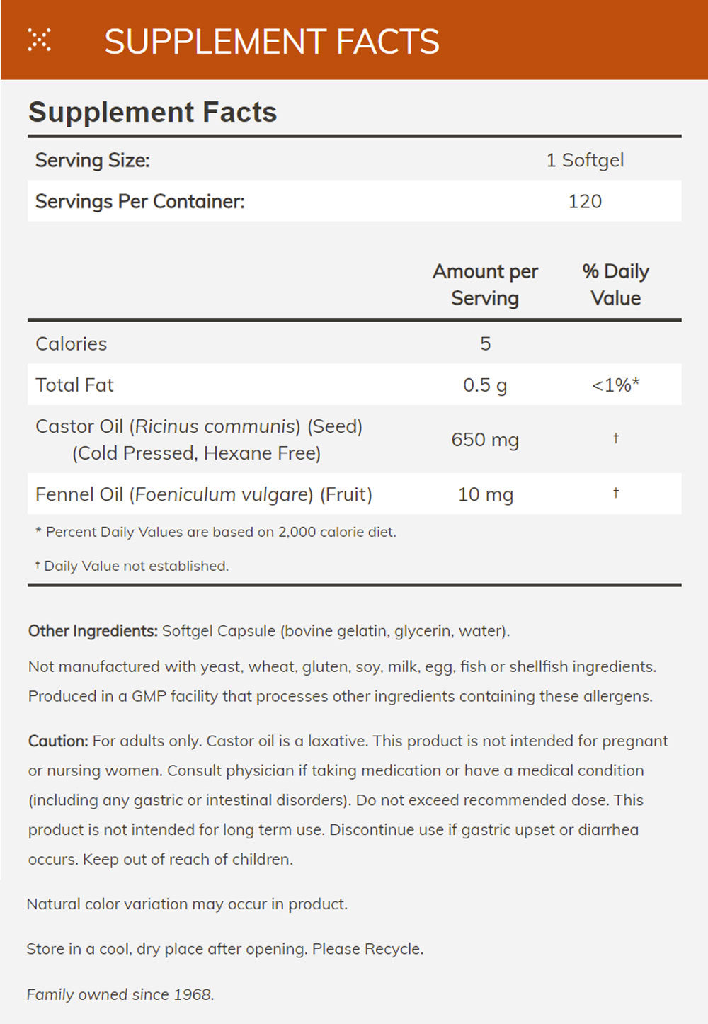 NOW Supplements, Castor Oil 650 mg with Fennel Oil, Natural Laxative*, 120 Softgels - Bloom Concept