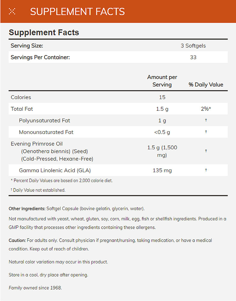 NOW FOODS Supplements, Evening Primrose Oil 500 mg with Naturally Occurring GLA (Gamma-Linolenic Acid), 100 Softgels Vitamins & Supplements NOW Foods USA