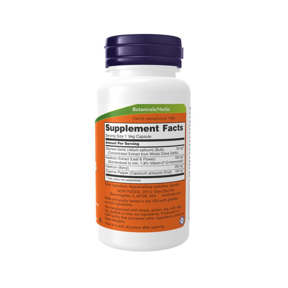 NOW Supplements, Super Odorless Garlic with Hawthorn Extract and Cayenne, 90 Veg Capsules - Bloom Concept