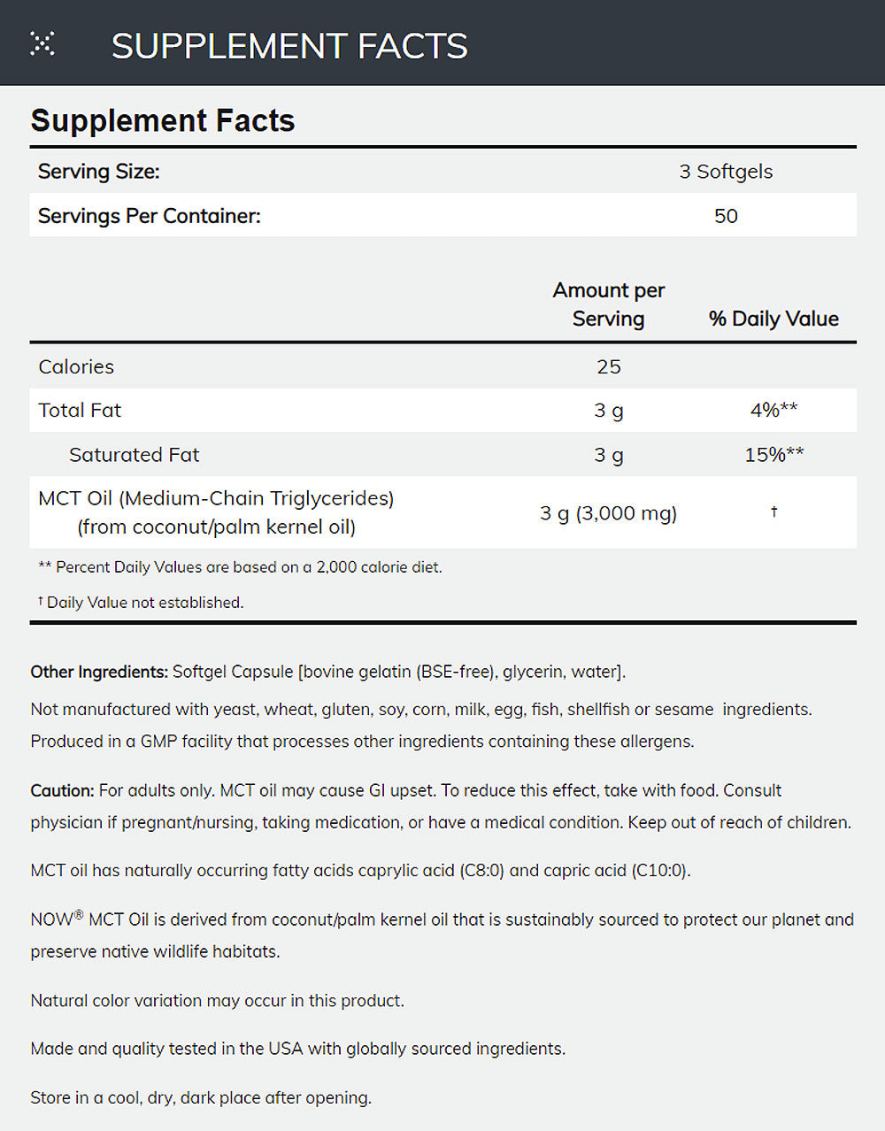NOW Sports Nutrition, MCT (Medium-chain triglycerides) Oil 1,000 mg, Weight Management, 150 Softgels Vitamins & Supplements NOW Foods USA