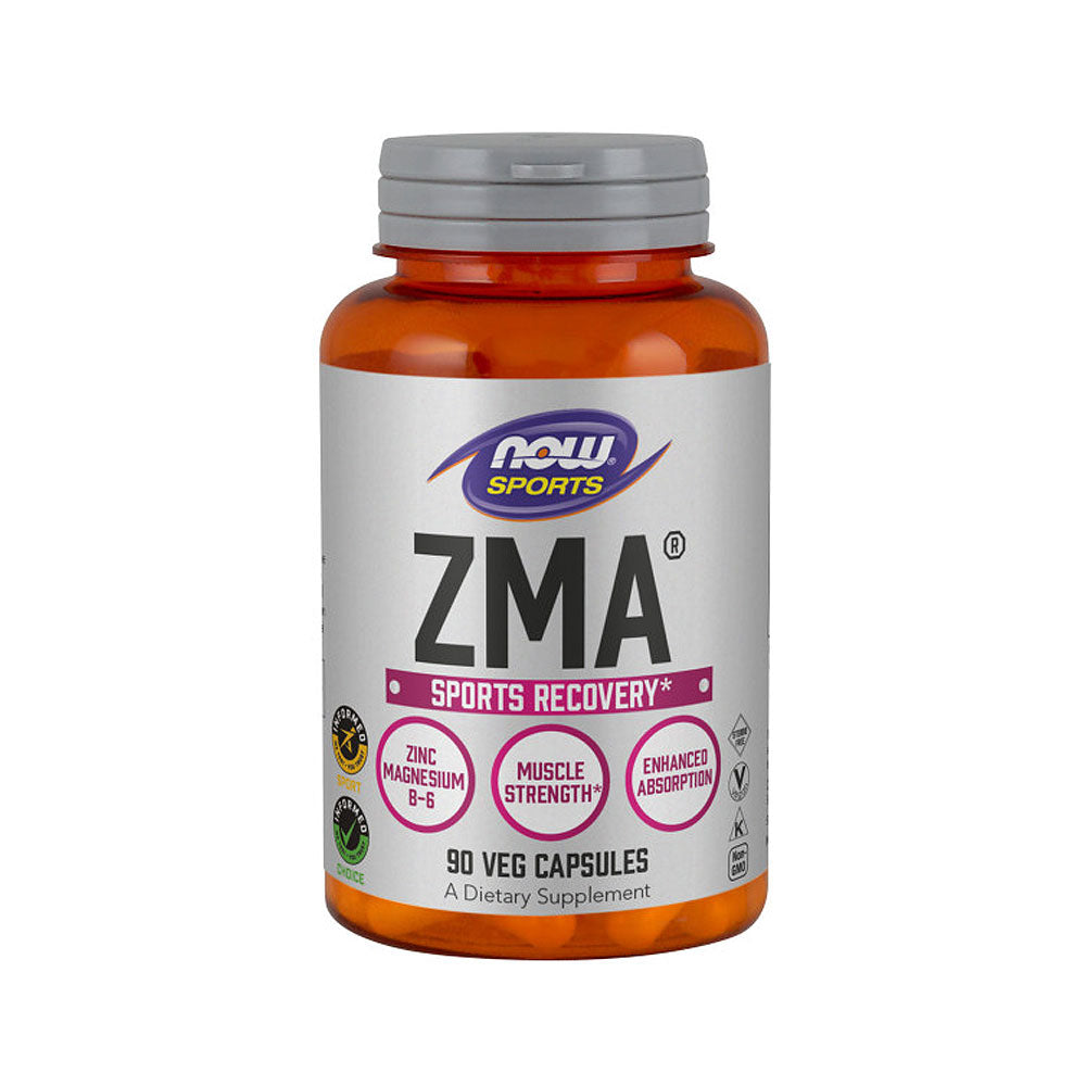 NOW Sports Nutrition, ZMA (Zinc, Magnesium and Vitamin B-6), Enhanced Absorption, Sports Recovery*, 90 Capsules Vitamins & Supplements NOW Foods USA