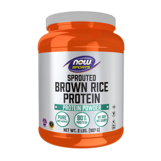 (Best by 08/24) NOW Sports Nutrition, Sprouted Brown Rice Protein, 80% Protein, Unflavored Powder, 2-Pound (907 g) - Bloom Concept