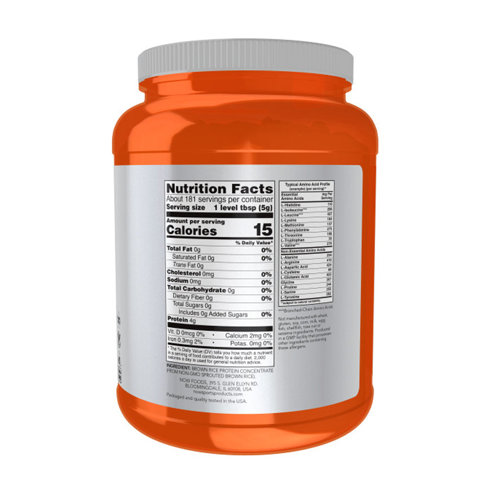 NOW Sports Nutrition, Sprouted Brown Rice Protein, 80% Protein, Unflavored Powder, 2-Pound (907 g) Vitamins & Supplements NOW Foods USA