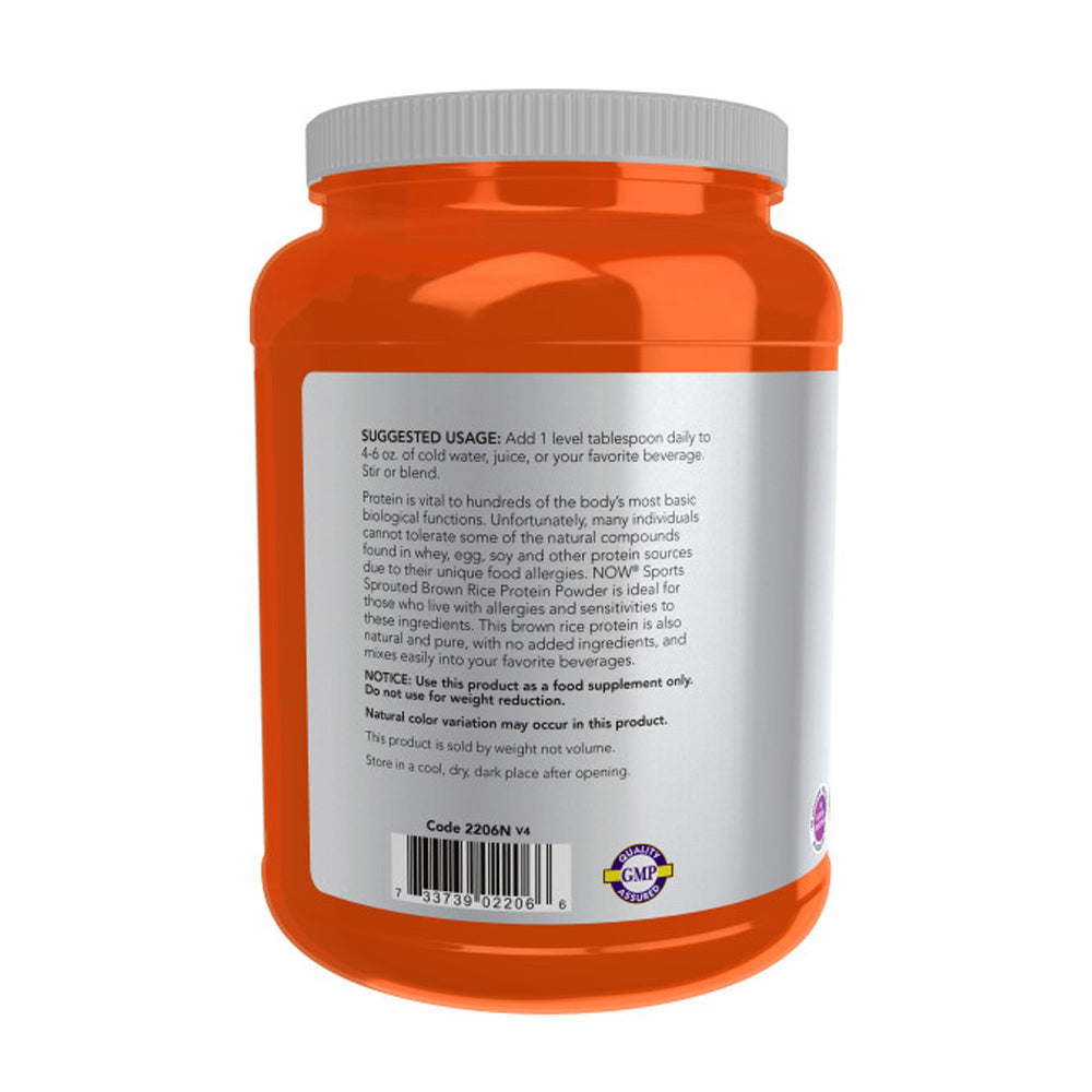 NOW Sports Nutrition, Sprouted Brown Rice Protein, 80% Protein, Unflavored Powder, 2-Pound (907 g) Vitamins & Supplements NOW Foods USA