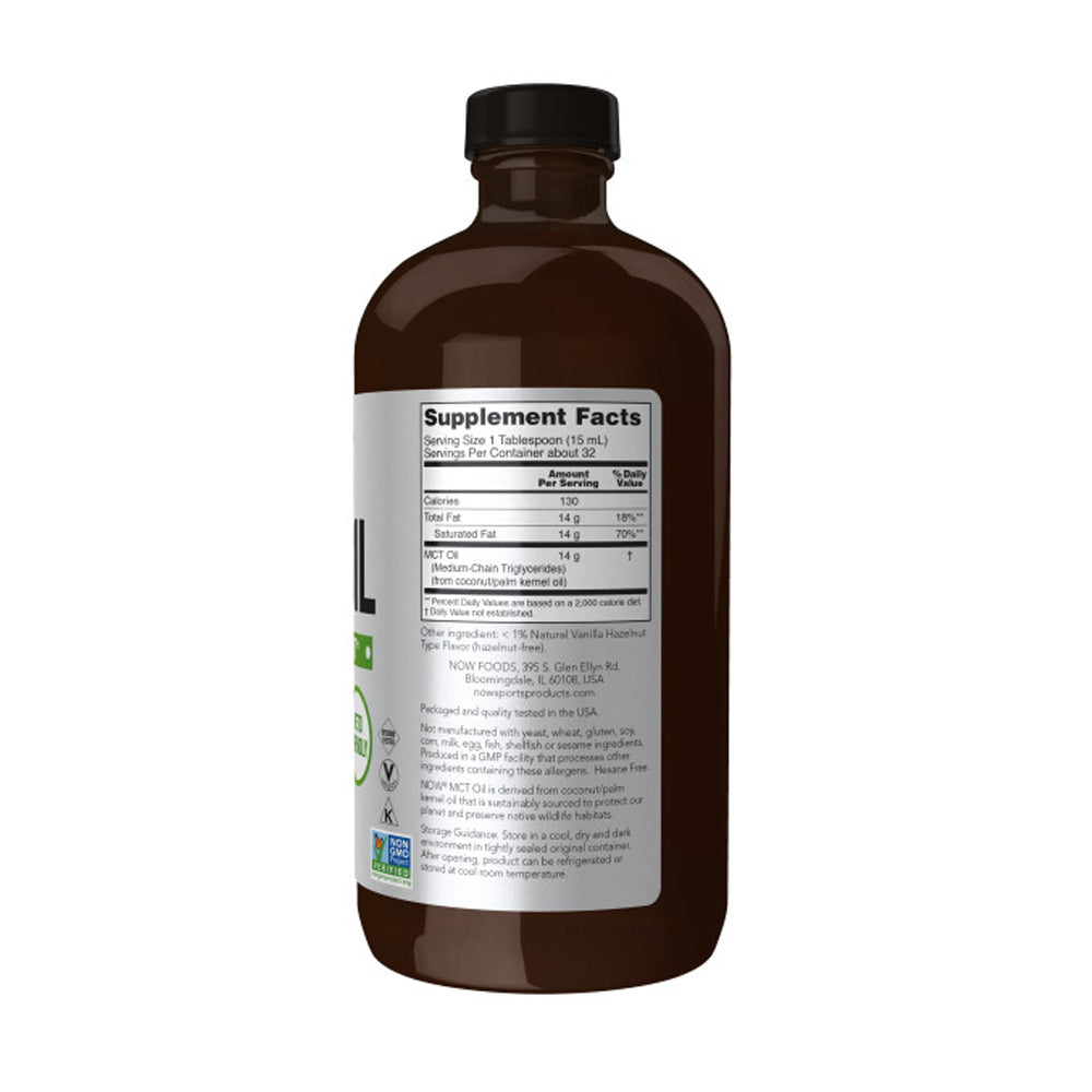 NOW Sports Nutrition, MCT (Medium-chain triglycerides) Oil, Vanilla Hazelnut, 16-Ounce Vitamins & Supplements NOW Foods USA