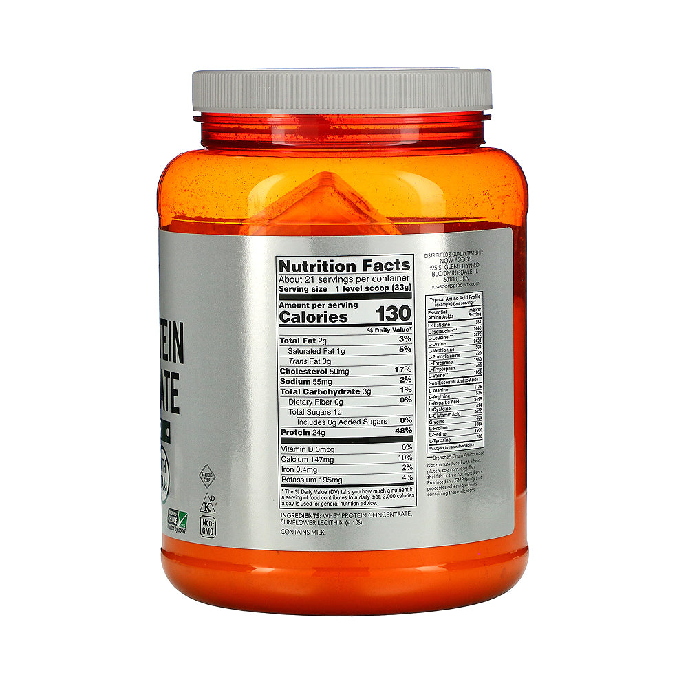 NOW Sports Nutrition, Whey Protein Concentrate, 24 g With BCAAs, Unflavored Powder, 1.5-Pound (680 g) - Bloom Concept