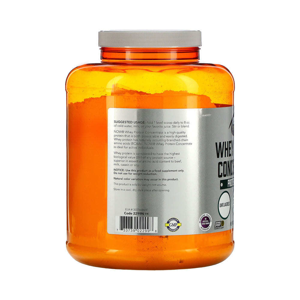 NOW Sports Nutrition, Whey Protein Concentrate, 24 G With BCAAs, Unflavored Powder, 5-Pound (2268 g) - Bloom Concept