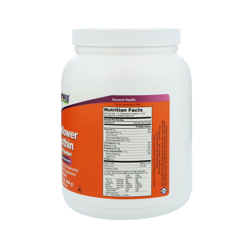 NOW Supplements, Sunflower Lecithin with naturally occurring Phosphatidyl Choline and Other Phosphatides, Powder, 1-Pound (454 g) - Bloom Concept
