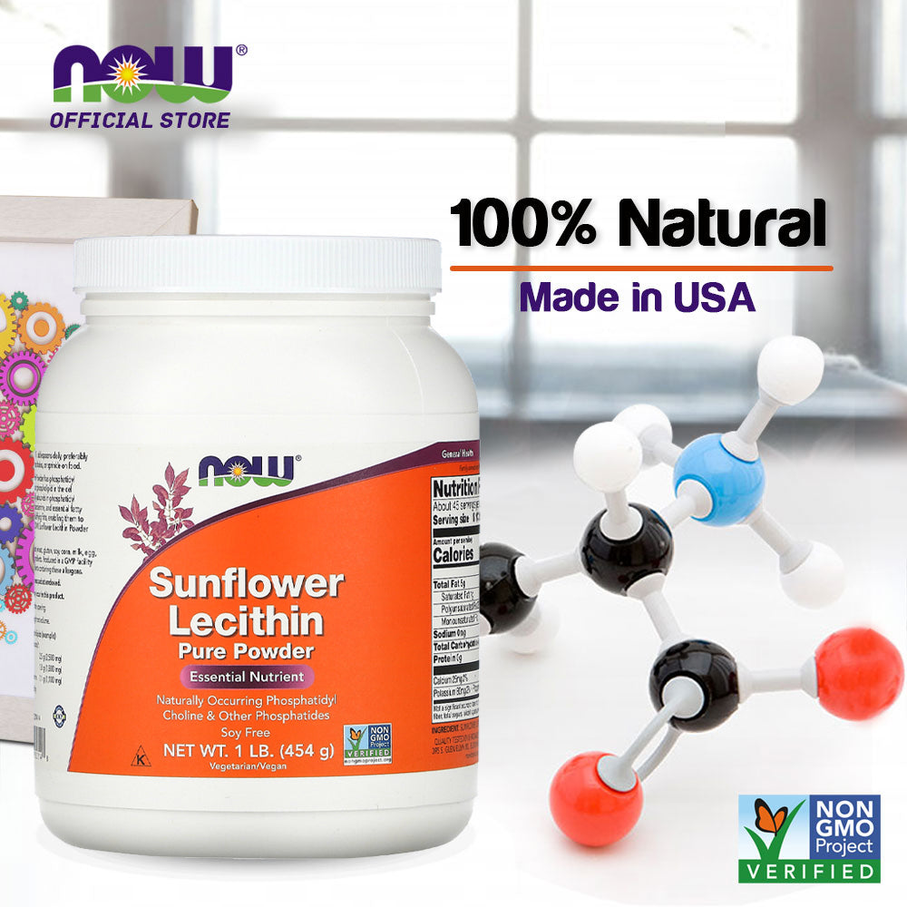 NOW Supplements, Sunflower Lecithin with naturally occurring Phosphatidyl Choline and Other Phosphatides, Powder, 1-Pound (454 g) - Bloom Concept