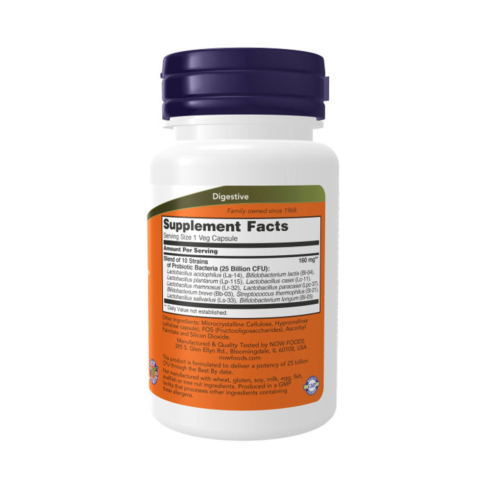 NOW Supplements, Probiotic-10™ 25 Billion, with 10 Probiotic Strains, Dairy, Soy and Gluten Free, Strain Verified, 50 Veg Capsules Vitamins & Supplements NOW Foods USA
